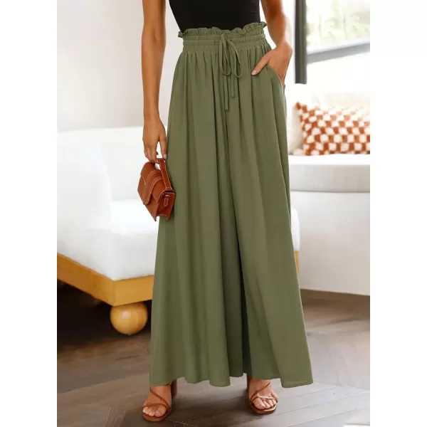 Dokotoo Pants for Women Casual Elastic Waist Wide Leg Pants with Pockets