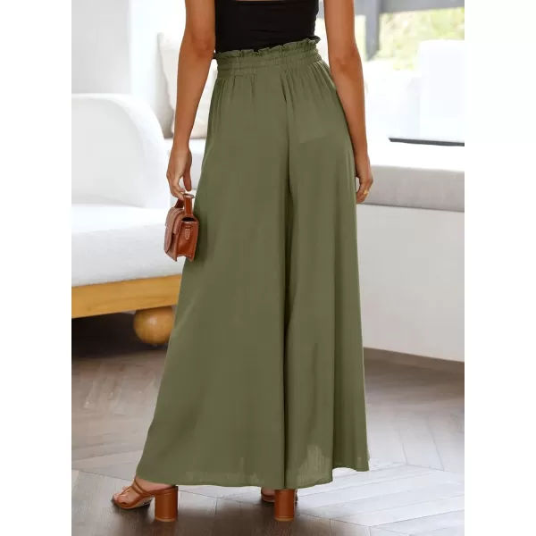 Dokotoo Pants for Women Casual Elastic Waist Wide Leg Pants with Pockets