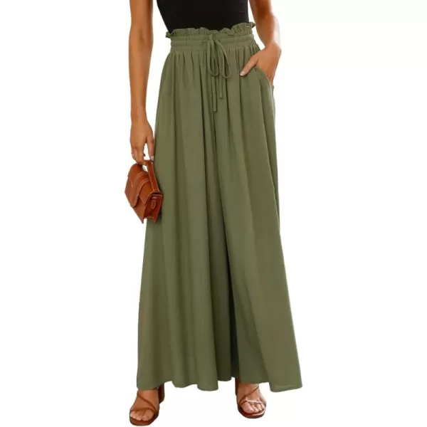 Dokotoo Pants for Women Casual Elastic Waist Wide Leg Pants with Pockets