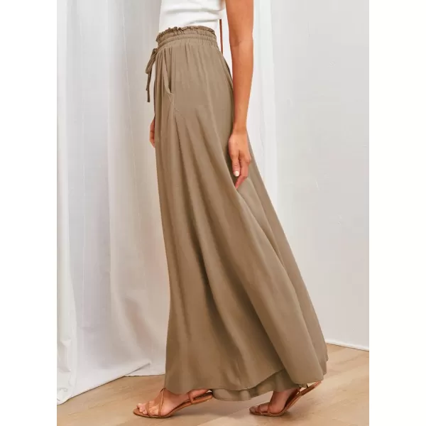 Dokotoo Pants for Women Casual Elastic Waist Wide Leg Pants with Pockets