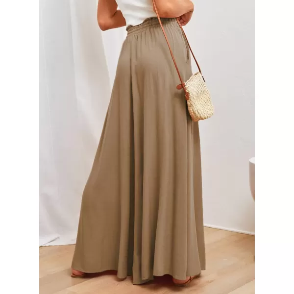 Dokotoo Pants for Women Casual Elastic Waist Wide Leg Pants with Pockets