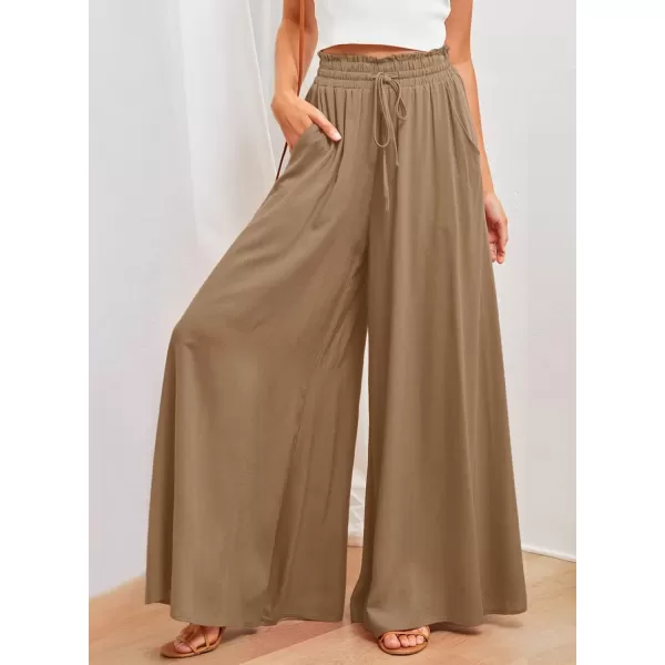 Dokotoo Pants for Women Casual Elastic Waist Wide Leg Pants with Pockets