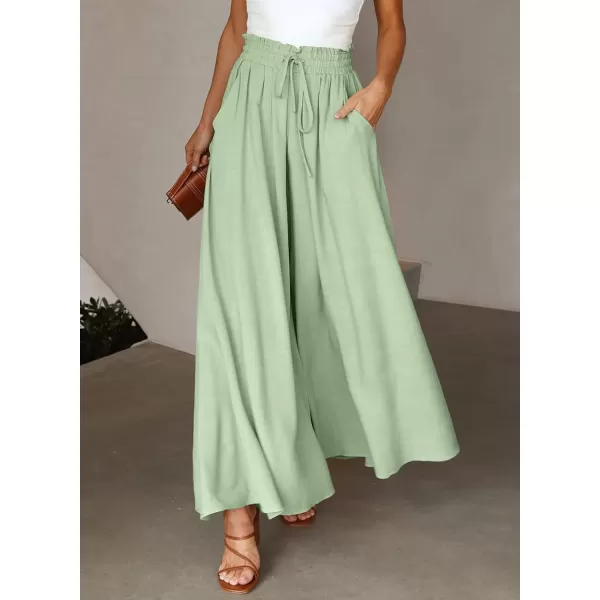Dokotoo Pants for Women Casual Elastic Waist Wide Leg Pants with Pockets