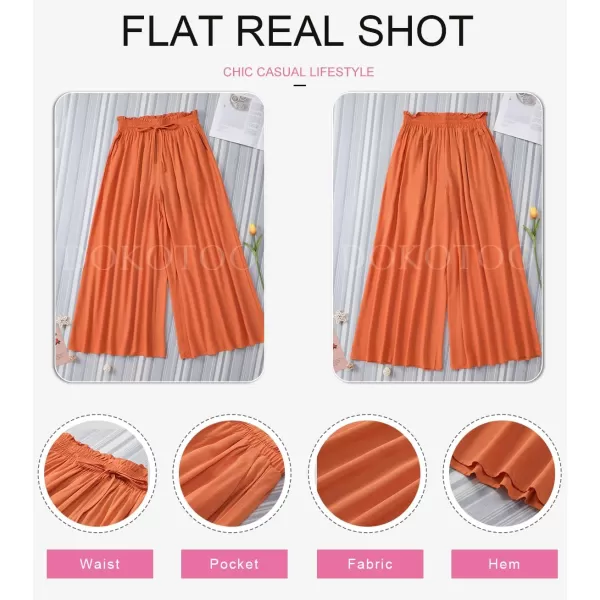 Dokotoo Pants for Women Casual Elastic Waist Wide Leg Pants with Pockets