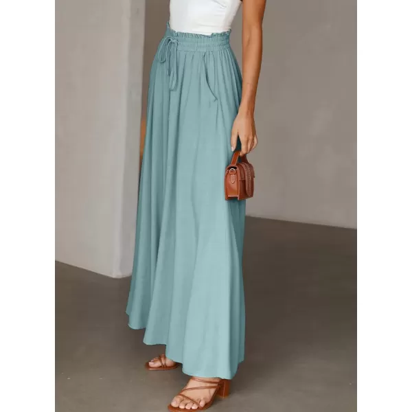 Dokotoo Pants for Women Casual Elastic Waist Wide Leg Pants with Pockets