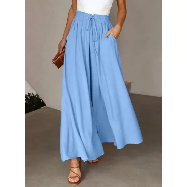 Dokotoo Pants for Women Casual Elastic Waist Wide Leg Pants with Pockets