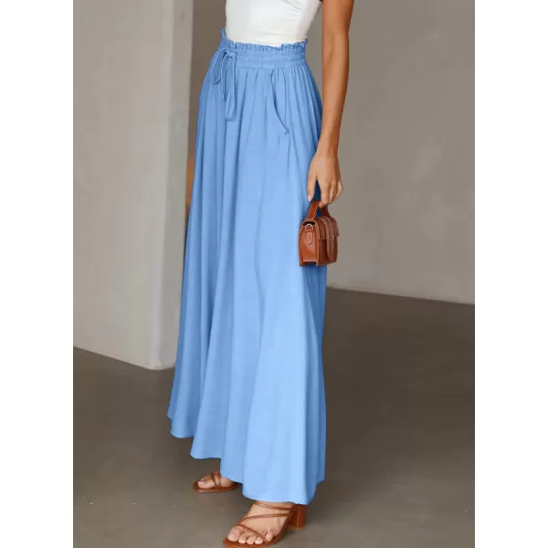 Dokotoo Pants for Women Casual Elastic Waist Wide Leg Pants with Pockets