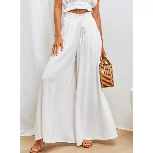Dokotoo Pants for Women Casual Elastic Waist Wide Leg Pants with Pockets