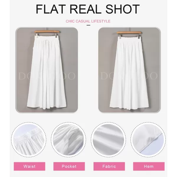 Dokotoo Pants for Women Casual Elastic Waist Wide Leg Pants with Pockets