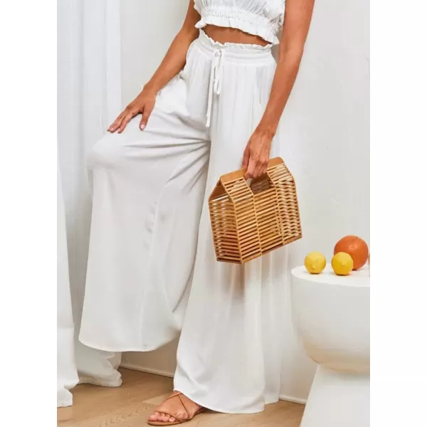 Dokotoo Pants for Women Casual Elastic Waist Wide Leg Pants with Pockets