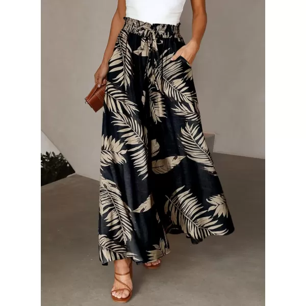 Dokotoo Pants for Women Casual Elastic Waist Wide Leg Pants with Pockets