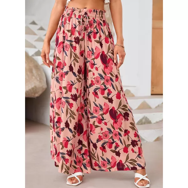 Dokotoo Pants for Women Casual Elastic Waist Wide Leg Pants with Pockets