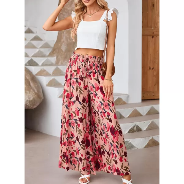 Dokotoo Pants for Women Casual Elastic Waist Wide Leg Pants with Pockets