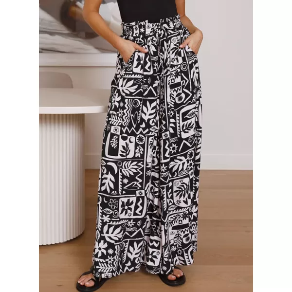 Dokotoo Pants for Women Casual Elastic Waist Wide Leg Pants with Pockets