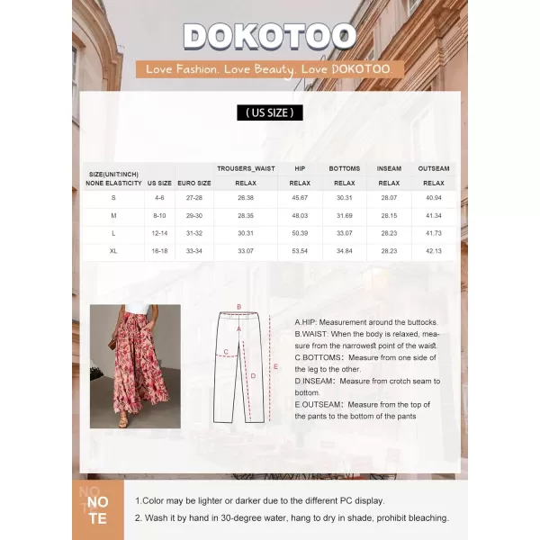 Dokotoo Pants for Women Casual Elastic Waist Wide Leg Pants with Pockets