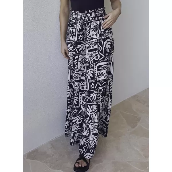 Dokotoo Pants for Women Casual Elastic Waist Wide Leg Pants with Pockets