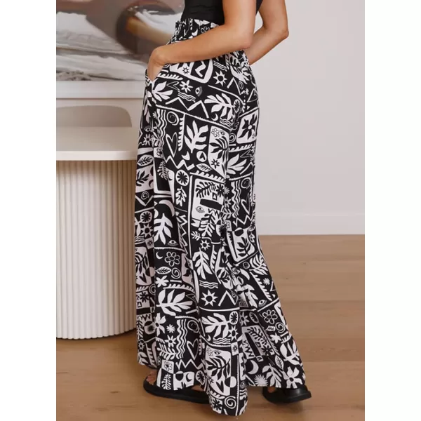 Dokotoo Pants for Women Casual Elastic Waist Wide Leg Pants with Pockets