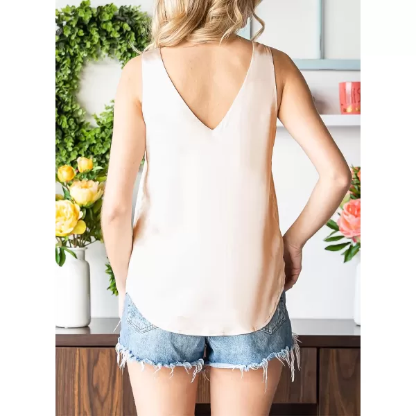 Dokotoo Tank Top for Women V Neck Satin Long Flowy Womens Tank Tops Loose Fit Cute Summer Casual Basic 2023