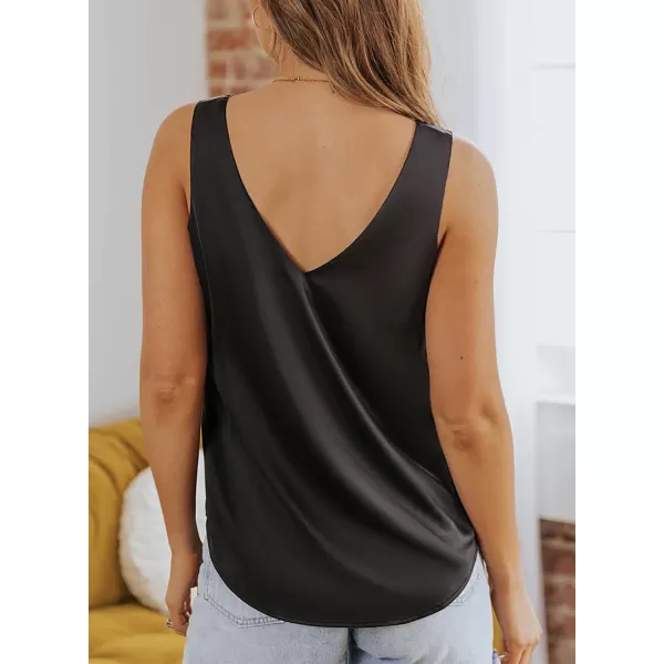 Dokotoo Tank Top for Women V Neck Satin Long Flowy Womens Tank Tops Loose Fit Cute Summer Casual Basic 2023