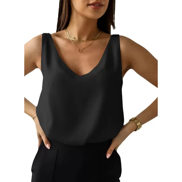 Dokotoo Tank Top for Women V Neck Satin Long Flowy Womens Tank Tops Loose Fit Cute Summer Casual Basic 2023