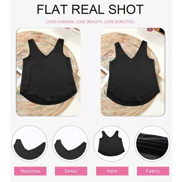 Dokotoo Tank Top for Women V Neck Satin Long Flowy Womens Tank Tops Loose Fit Cute Summer Casual Basic 2023