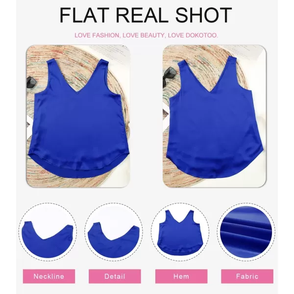 Dokotoo Tank Top for Women V Neck Satin Long Flowy Womens Tank Tops Loose Fit Cute Summer Casual Basic 2023