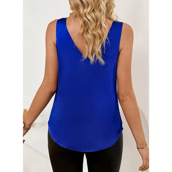 Dokotoo Tank Top for Women V Neck Satin Long Flowy Womens Tank Tops Loose Fit Cute Summer Casual Basic 2023