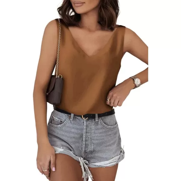 Dokotoo Tank Top for Women V Neck Satin Long Flowy Womens Tank Tops Loose Fit Cute Summer Casual Basic 2023