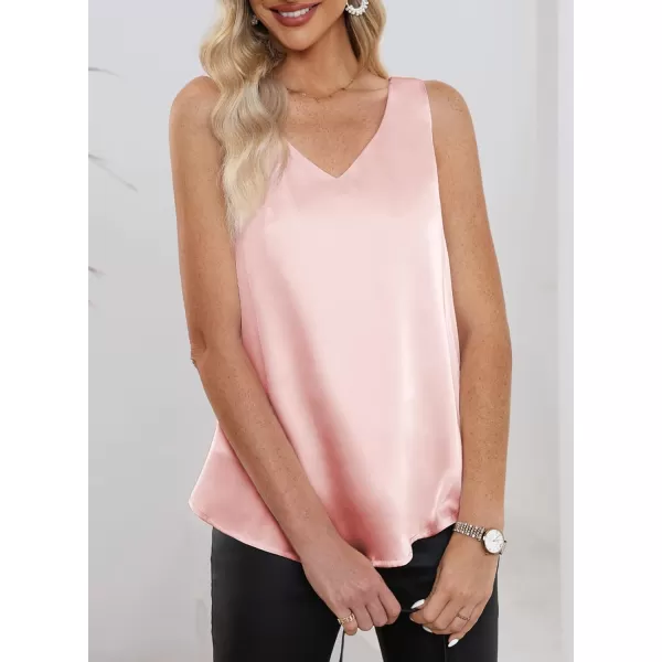 Dokotoo Tank Top for Women V Neck Satin Long Flowy Womens Tank Tops Loose Fit Cute Summer Casual Basic 2023