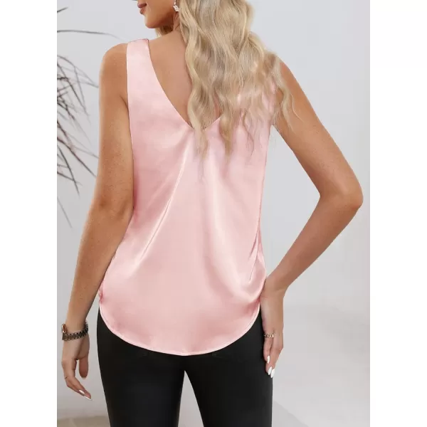 Dokotoo Tank Top for Women V Neck Satin Long Flowy Womens Tank Tops Loose Fit Cute Summer Casual Basic 2023