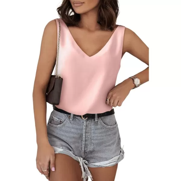 Dokotoo Tank Top for Women V Neck Satin Long Flowy Womens Tank Tops Loose Fit Cute Summer Casual Basic 2023