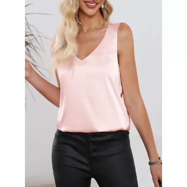 Dokotoo Tank Top for Women V Neck Satin Long Flowy Womens Tank Tops Loose Fit Cute Summer Casual Basic 2023