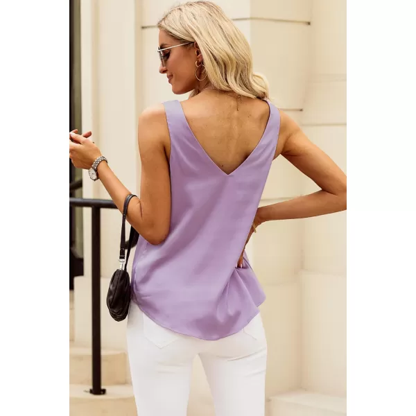 Dokotoo Tank Top for Women V Neck Satin Long Flowy Womens Tank Tops Loose Fit Cute Summer Casual Basic 2023