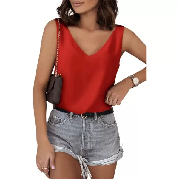 Dokotoo Tank Top for Women V Neck Satin Long Flowy Womens Tank Tops Loose Fit Cute Summer Casual Basic 2023