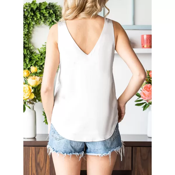 Dokotoo Tank Top for Women V Neck Satin Long Flowy Womens Tank Tops Loose Fit Cute Summer Casual Basic 2023