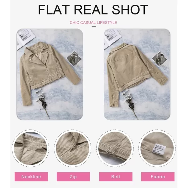 Dokotoo Womens 2022 Winter Fall Zip Up Corduroy Short Jackets Coats with Belt