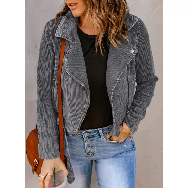 Dokotoo Womens 2022 Winter Fall Zip Up Corduroy Short Jackets Coats with Belt
