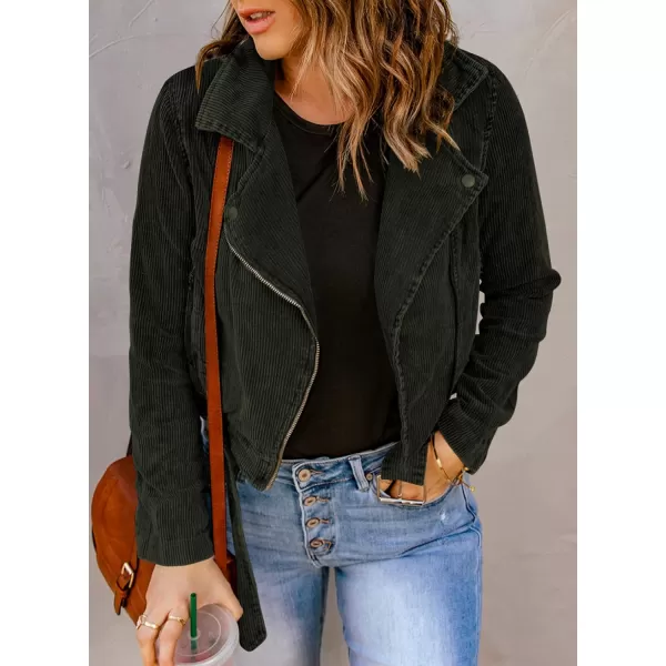 Dokotoo Womens 2022 Winter Fall Zip Up Corduroy Short Jackets Coats with Belt