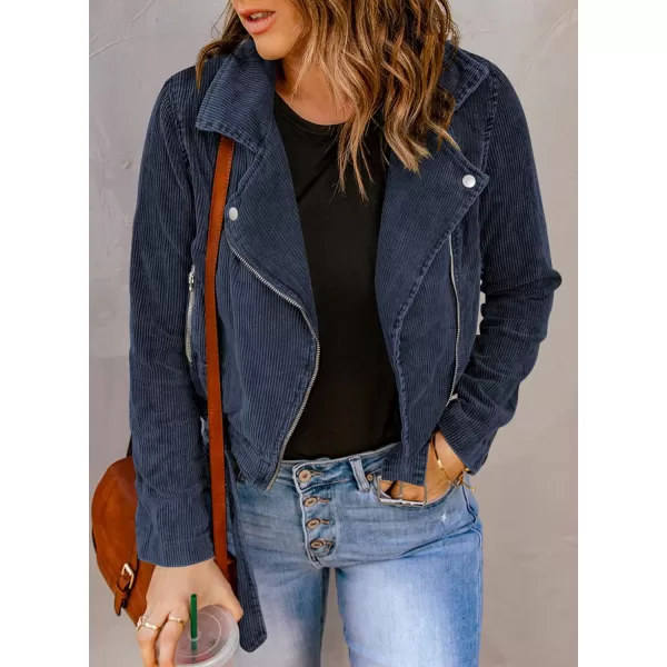 Dokotoo Womens 2022 Winter Fall Zip Up Corduroy Short Jackets Coats with Belt