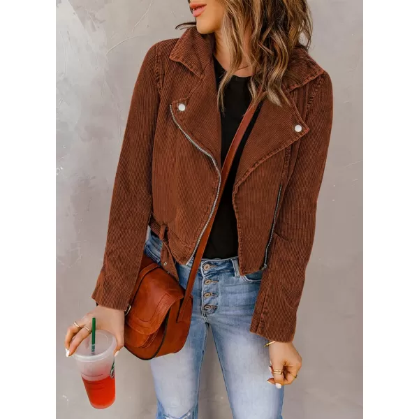 Dokotoo Womens 2022 Winter Fall Zip Up Corduroy Short Jackets Coats with Belt