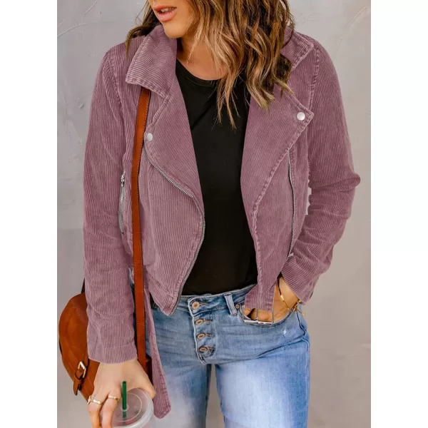 Dokotoo Womens 2022 Winter Fall Zip Up Corduroy Short Jackets Coats with Belt