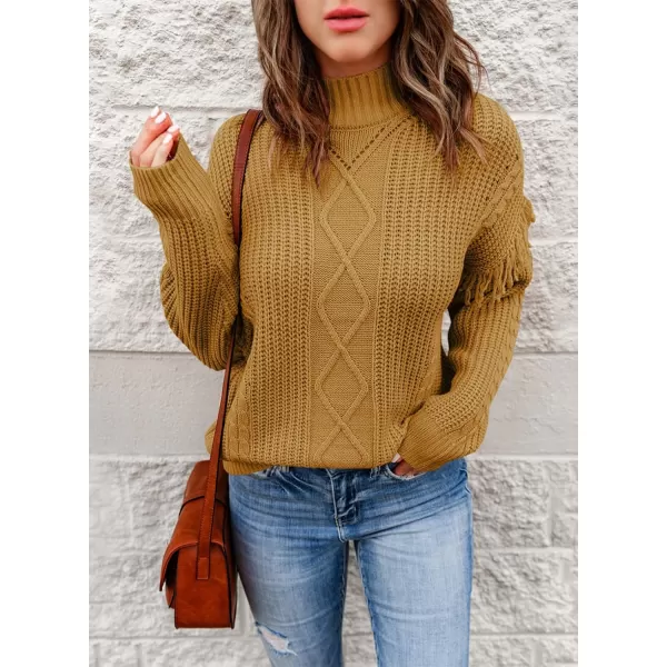 Dokotoo Womens 2023 Cute Elegant Soft Crewneck Long Sleeve Hollow Cable Knit Pullover Sweaters