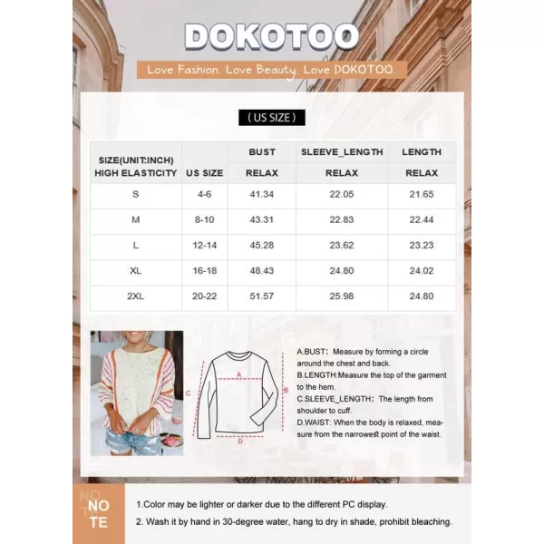 Dokotoo Womens 2023 Cute Summer Fall Color Block Striped Lightweight Comfy Cable Knit Beach Pullover Sweaters