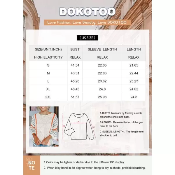 Dokotoo Womens 2023 Cute Summer Fall Color Block Striped Lightweight Comfy Cable Knit Beach Pullover Sweaters