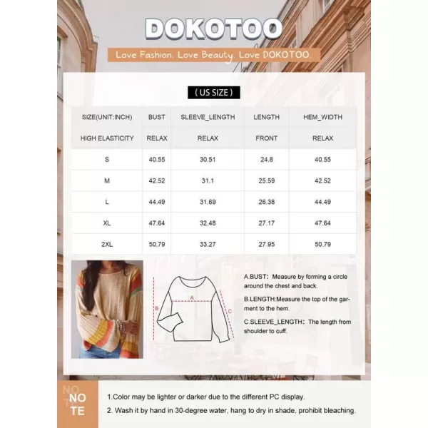 Dokotoo Womens 2023 Cute Summer Fall Color Block Striped Lightweight Comfy Cable Knit Beach Pullover Sweaters