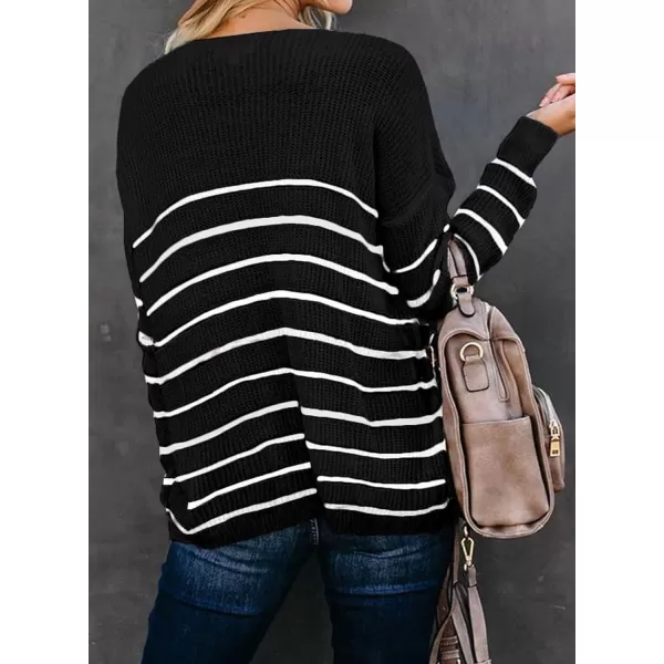 Dokotoo Womens 2023 Cute Summer Fall Color Block Striped Lightweight Comfy Cable Knit Beach Pullover Sweaters