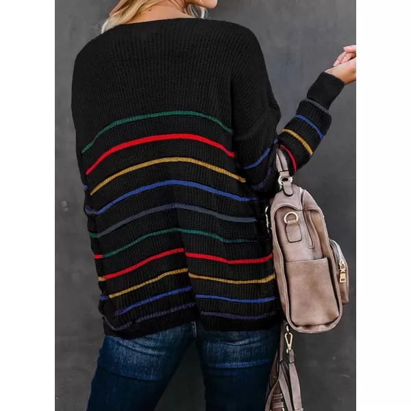 Dokotoo Womens 2023 Cute Summer Fall Color Block Striped Lightweight Comfy Cable Knit Beach Pullover Sweaters