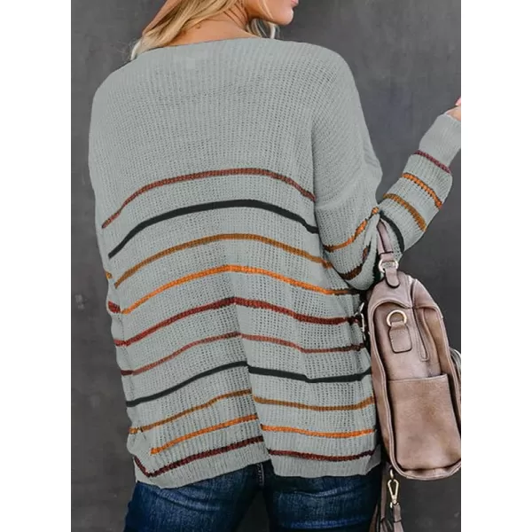 Dokotoo Womens 2023 Cute Summer Fall Color Block Striped Lightweight Comfy Cable Knit Beach Pullover Sweaters