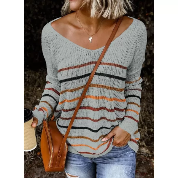 Dokotoo Womens 2023 Cute Summer Fall Color Block Striped Lightweight Comfy Cable Knit Beach Pullover Sweaters