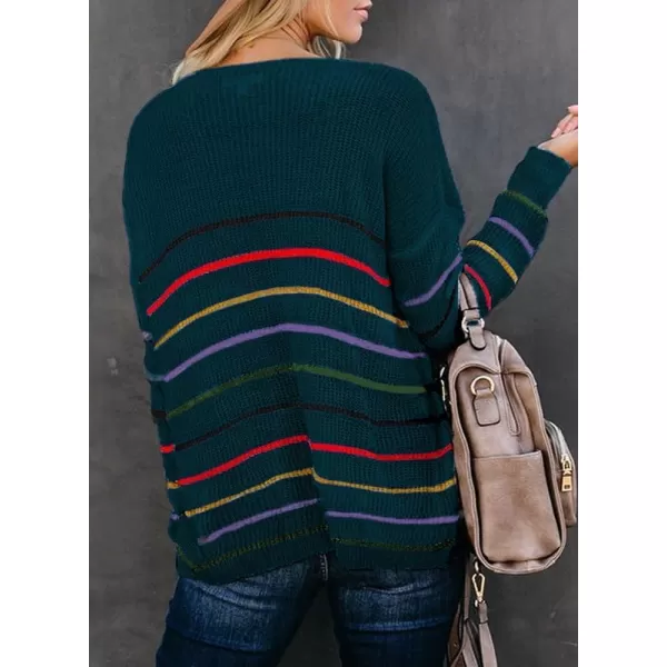 Dokotoo Womens 2023 Cute Summer Fall Color Block Striped Lightweight Comfy Cable Knit Beach Pullover Sweaters